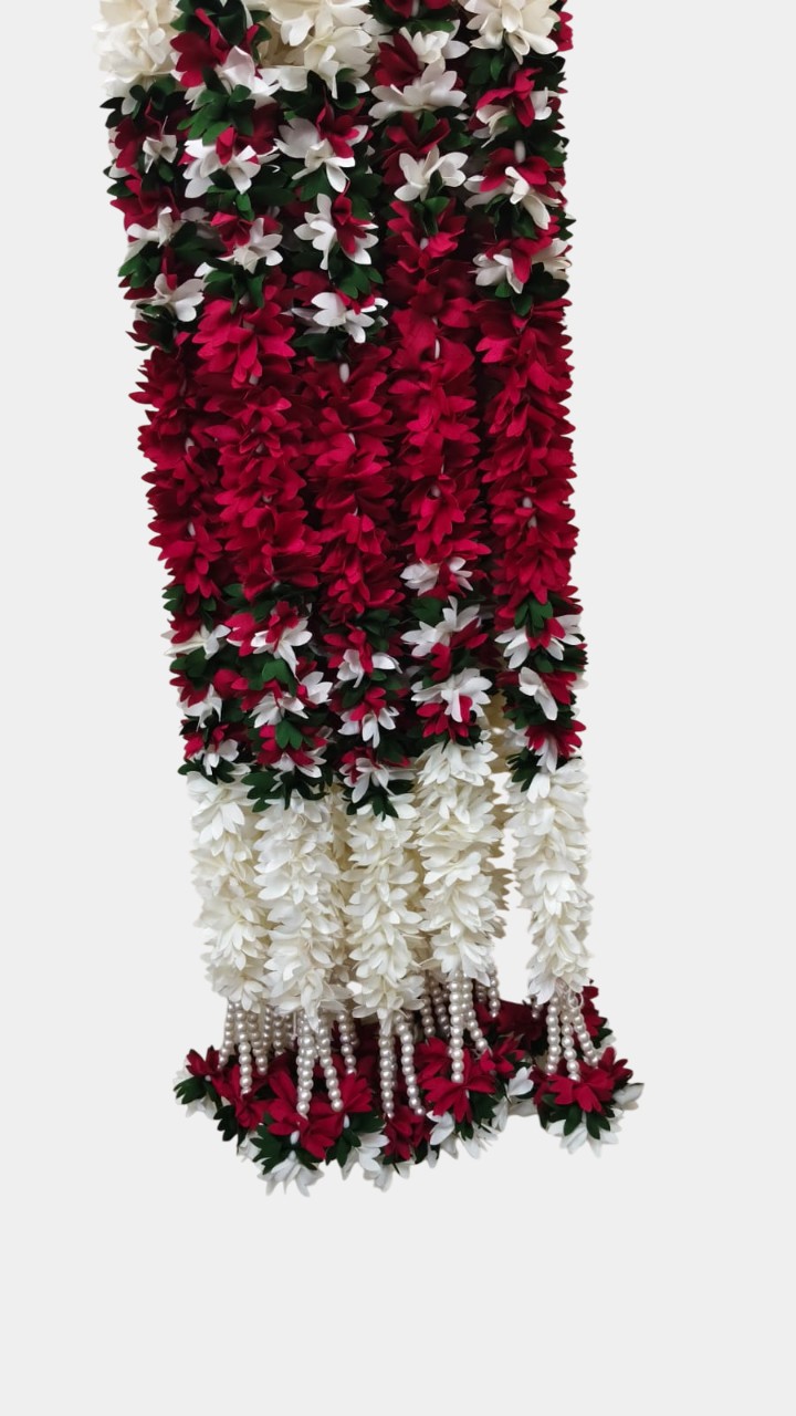 Artificial Maroon Flower Garland Hangings (4 Feet)