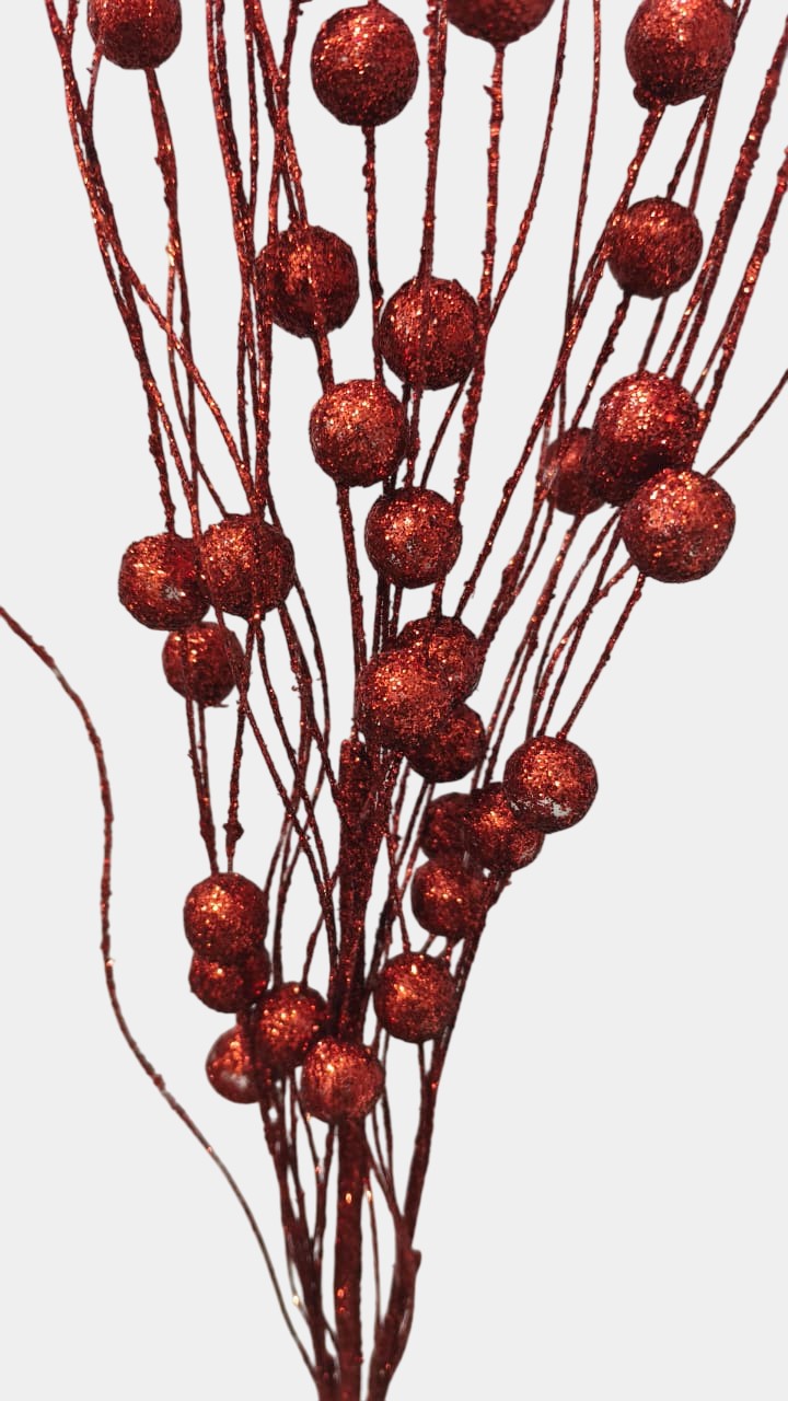Artificial Maroon Glitter Berry Sticks