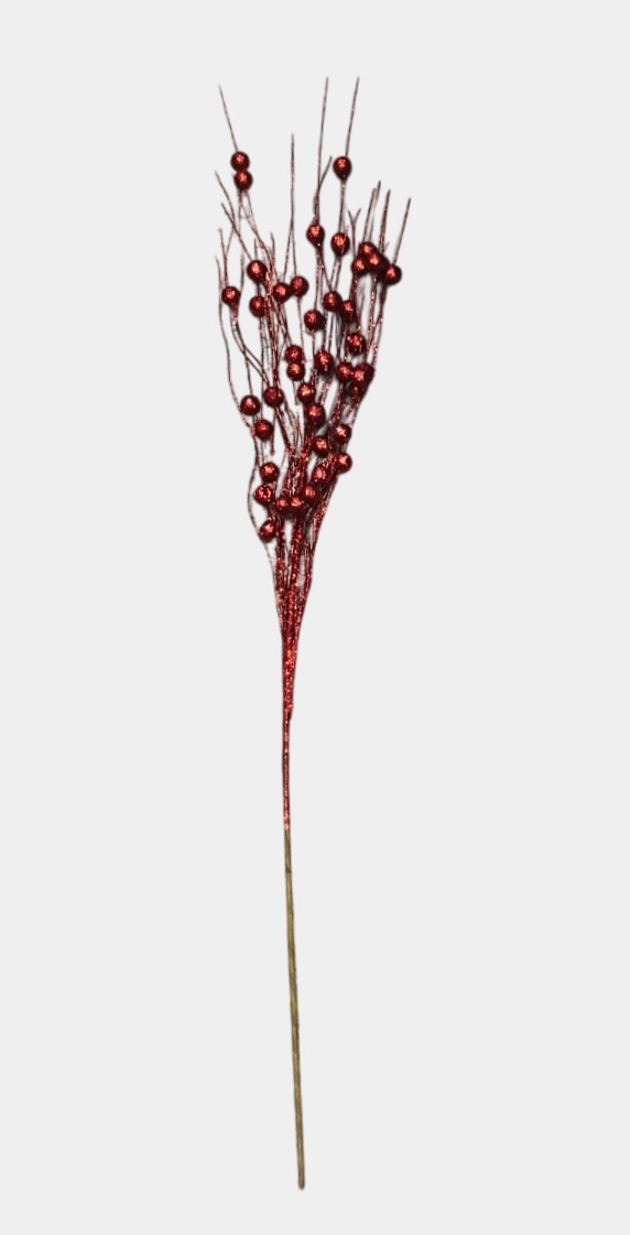 Artificial Maroon Glitter Berry Sticks