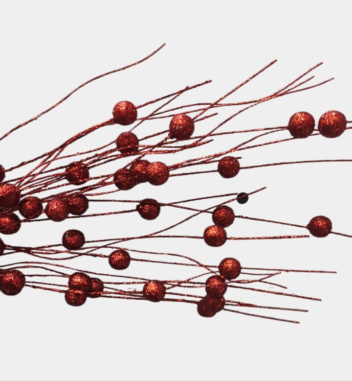 Artificial Maroon Glitter Berry Sticks