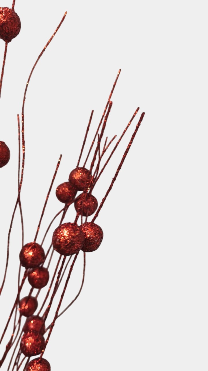 Artificial Maroon Glitter Berry Sticks