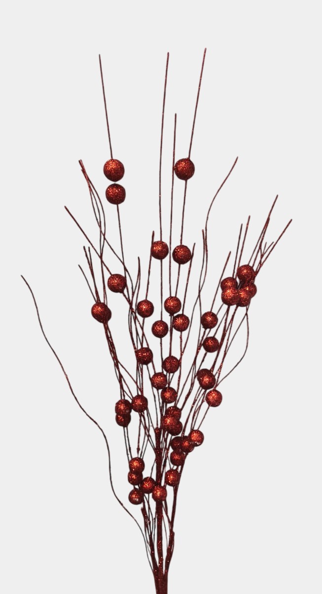Artificial Maroon Glitter Berry Sticks