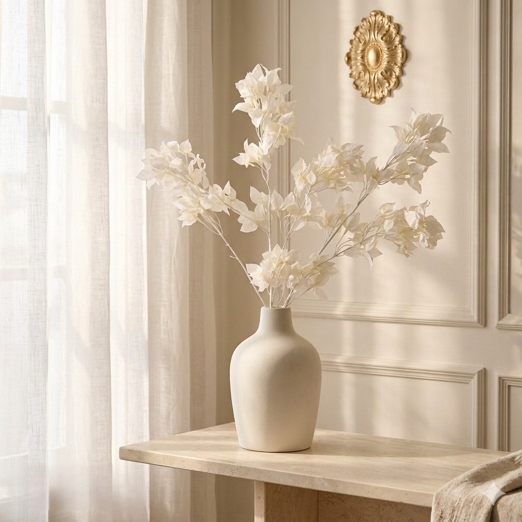 Artificial Off White Flower Branch Stick