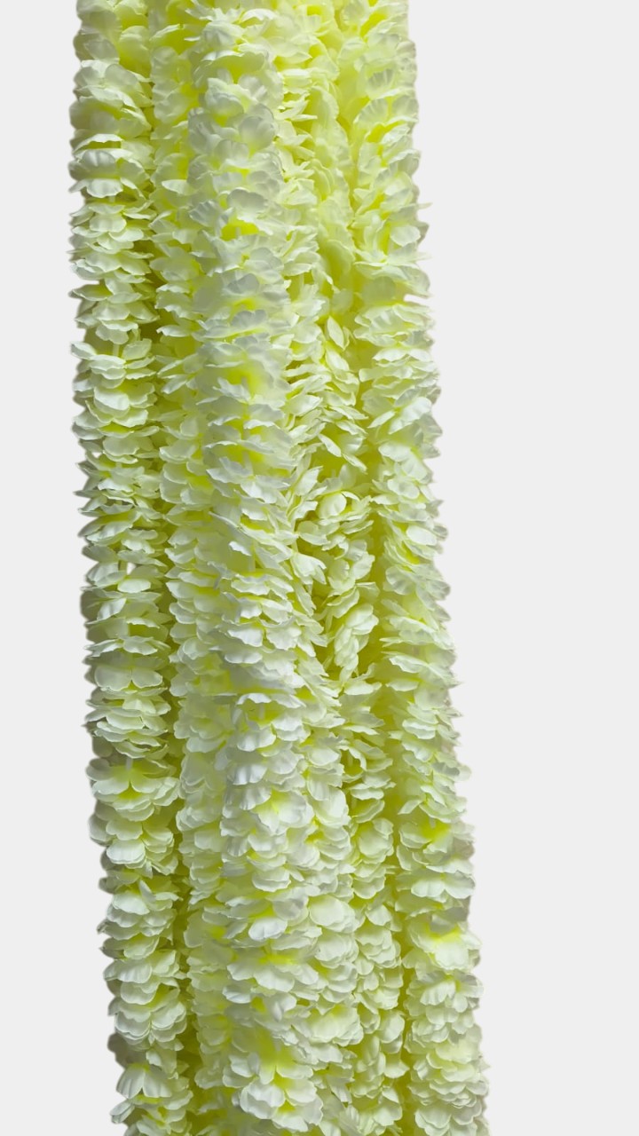 Artificial Off White Garland Flower Wall Hangings (5 Feet 12 Pcs)