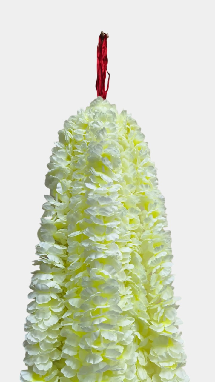 Artificial Off White Garland Flower Wall Hangings (5 Feet 12 Pcs)