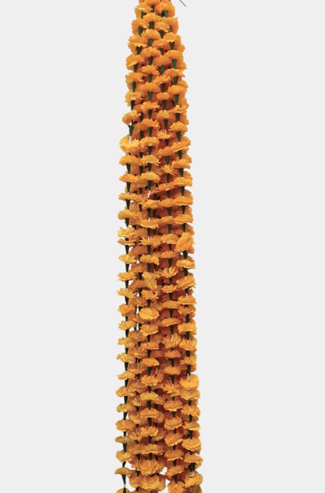 Artificial Orange Marigold Flowers Creeper Hangings (6 Feet, 10 Pcs)