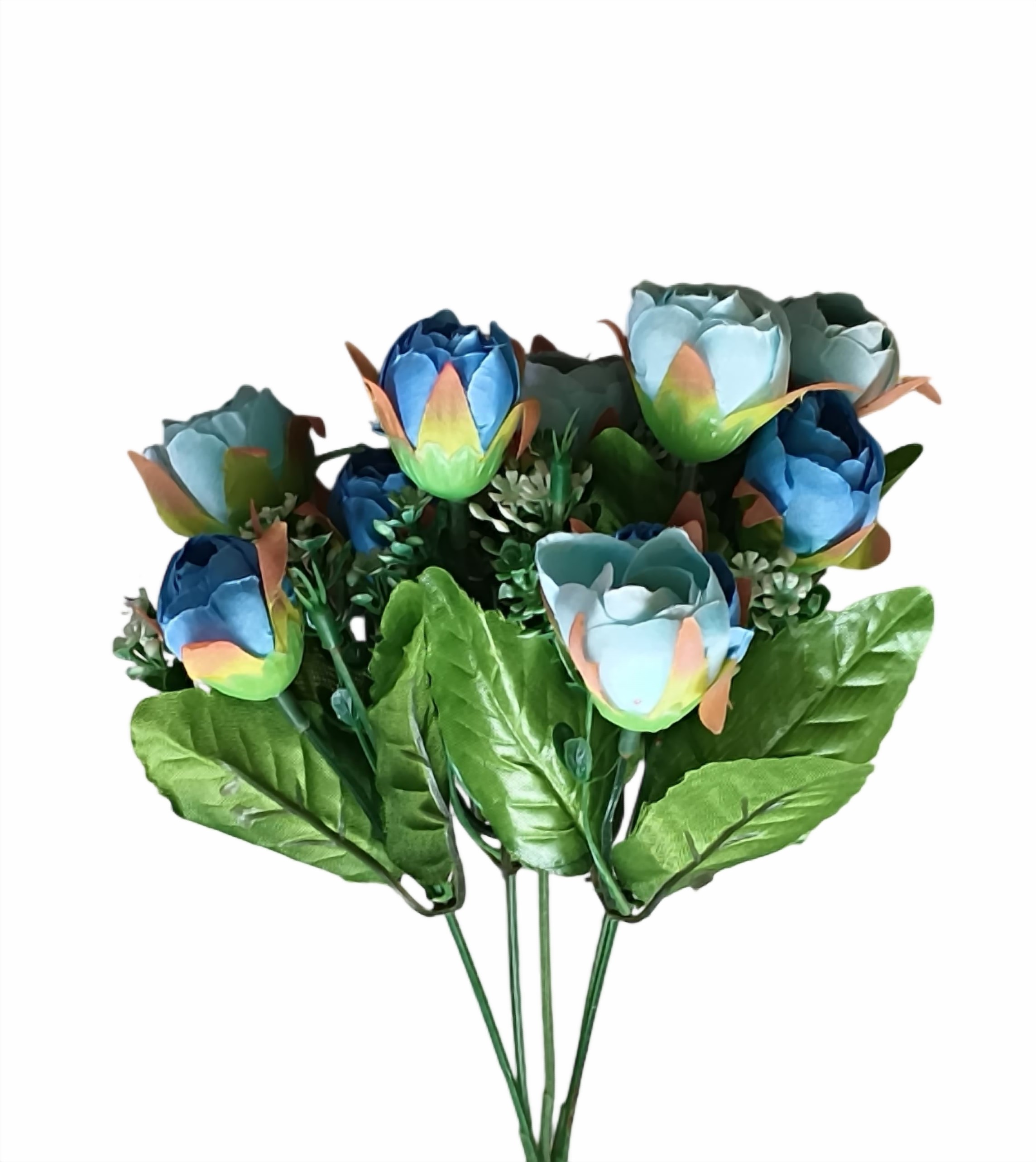 Artificial Peony Flowers Bunch (Sky Blue)