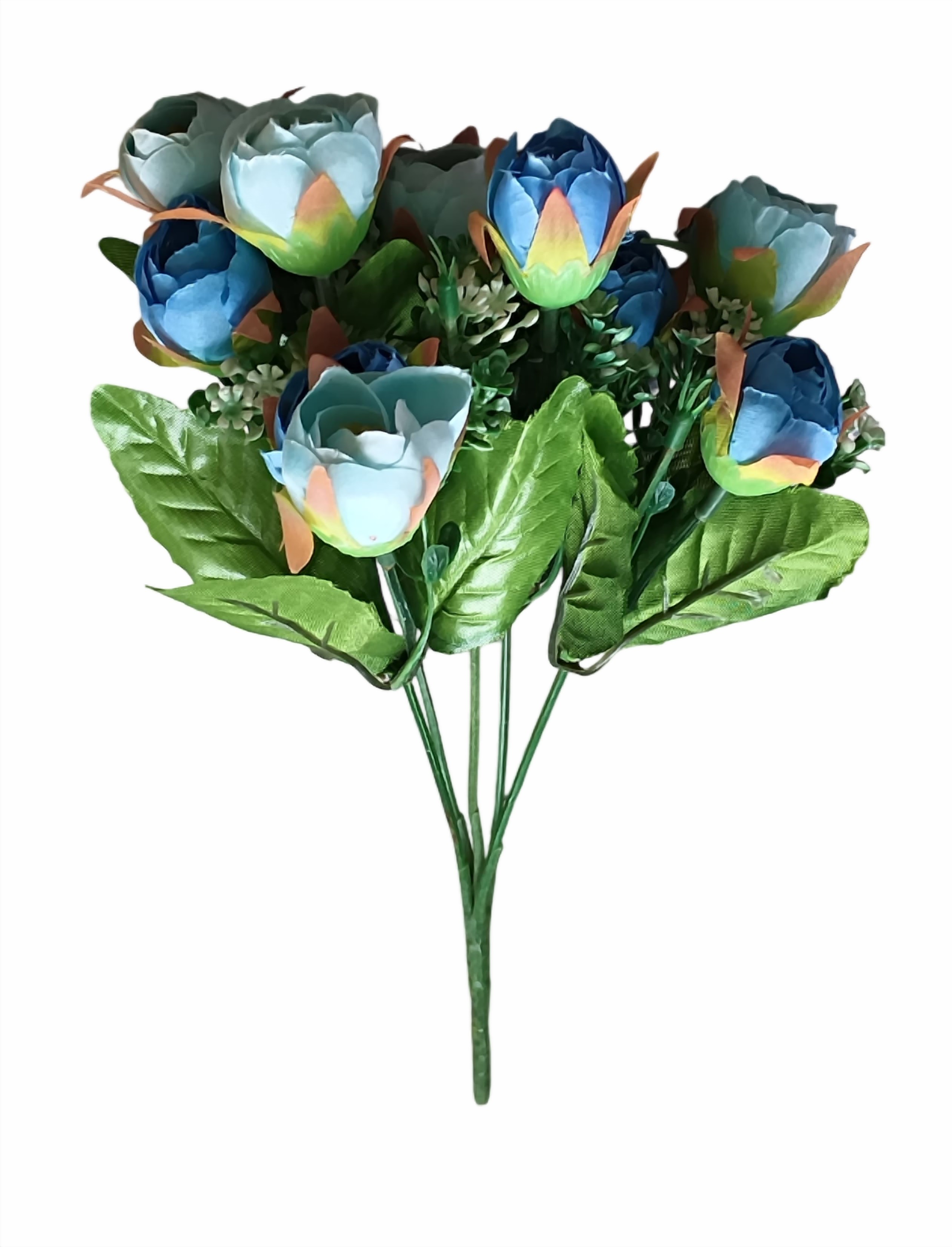 Artificial Peony Flowers Bunch (Sky Blue)