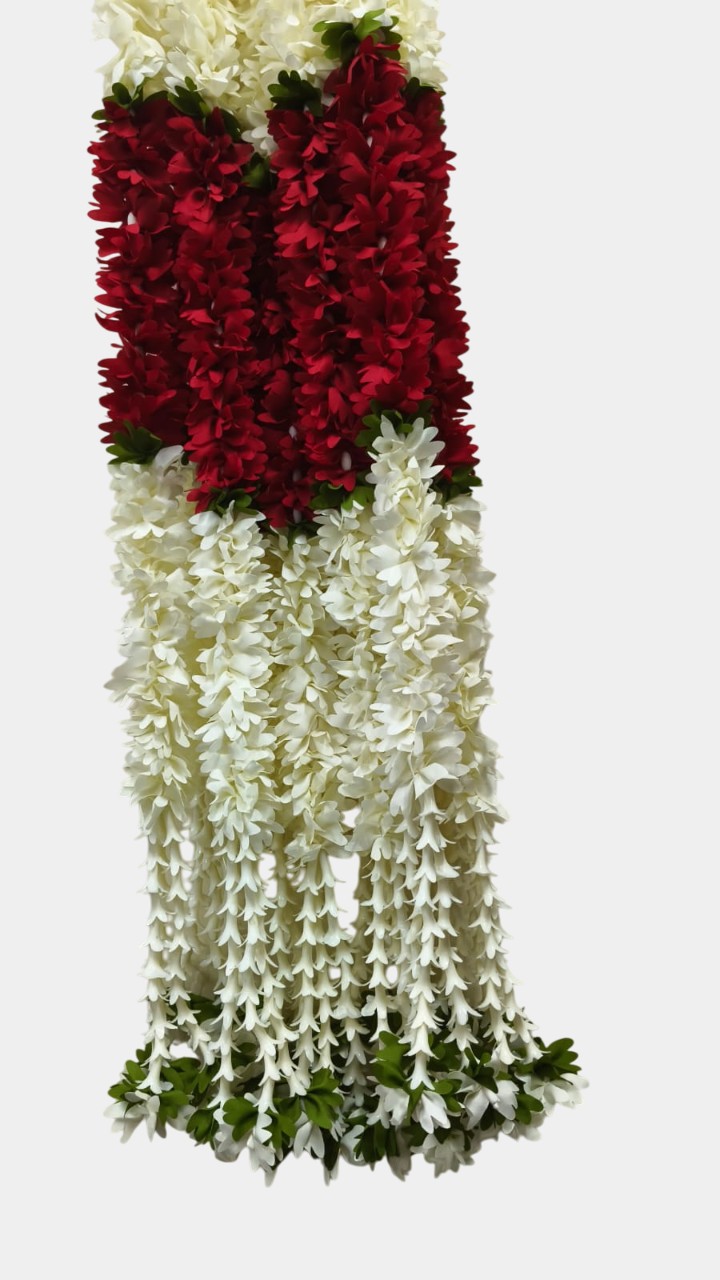 Artificial Red Flower Garland Hangings (4 Feet)