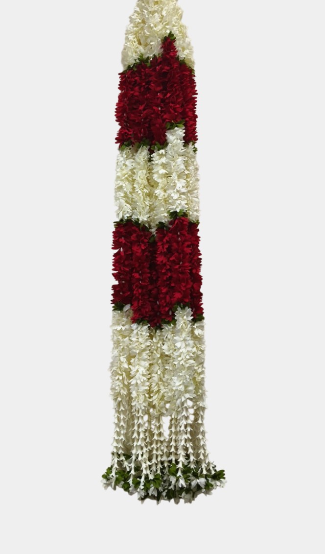 Artificial Red Flower Garland Hangings (4 Feet)