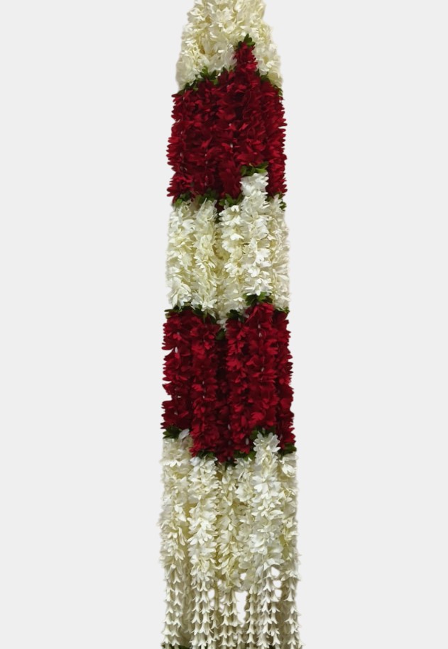 Artificial Red Flower Garland Hangings (4 Feet)