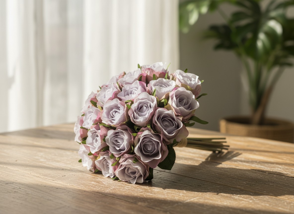 Artificial Rose Flower Bouquet in (Purple and Pink)