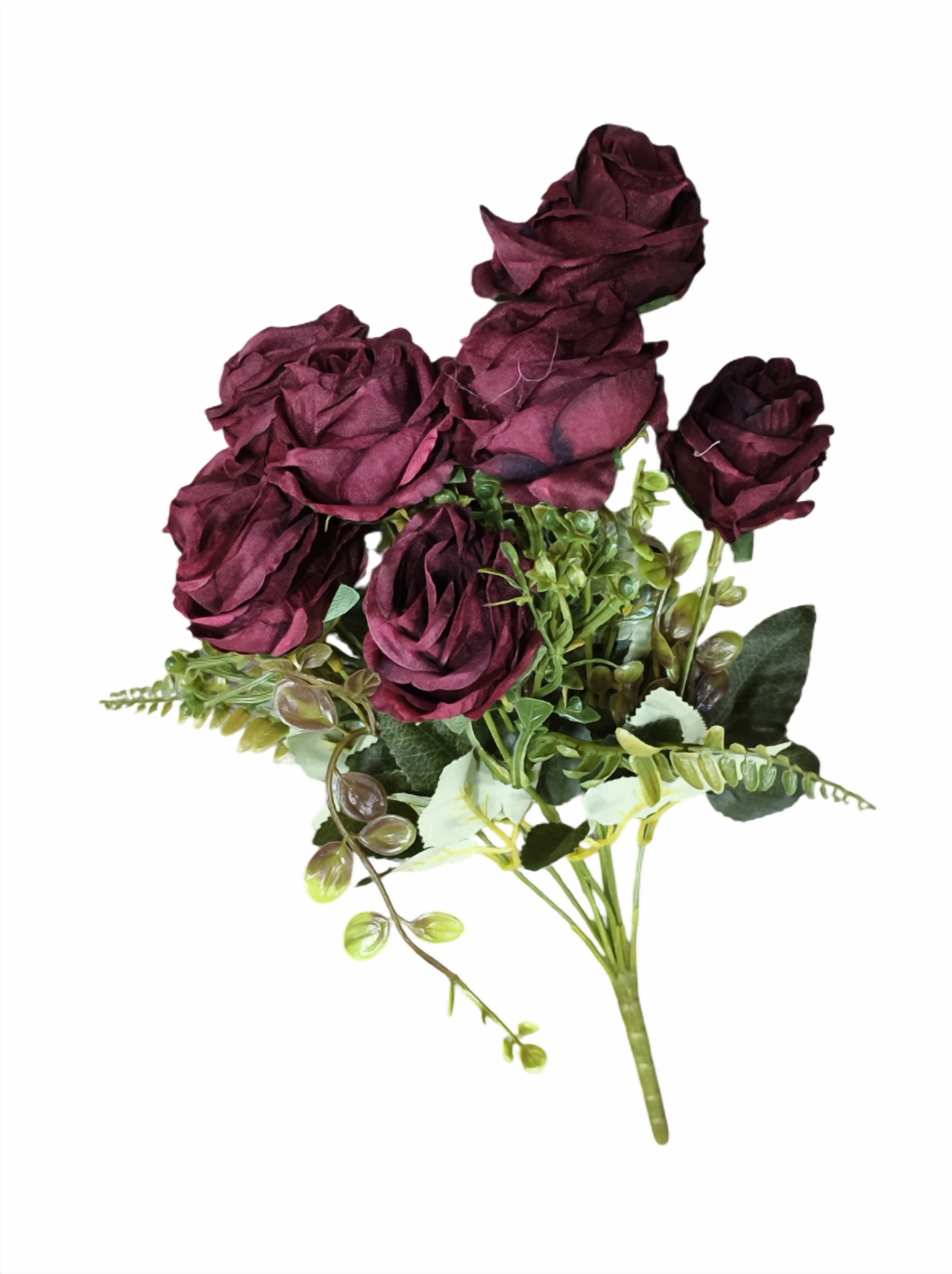 Artificial Rose Flower Bunch (Maroon)