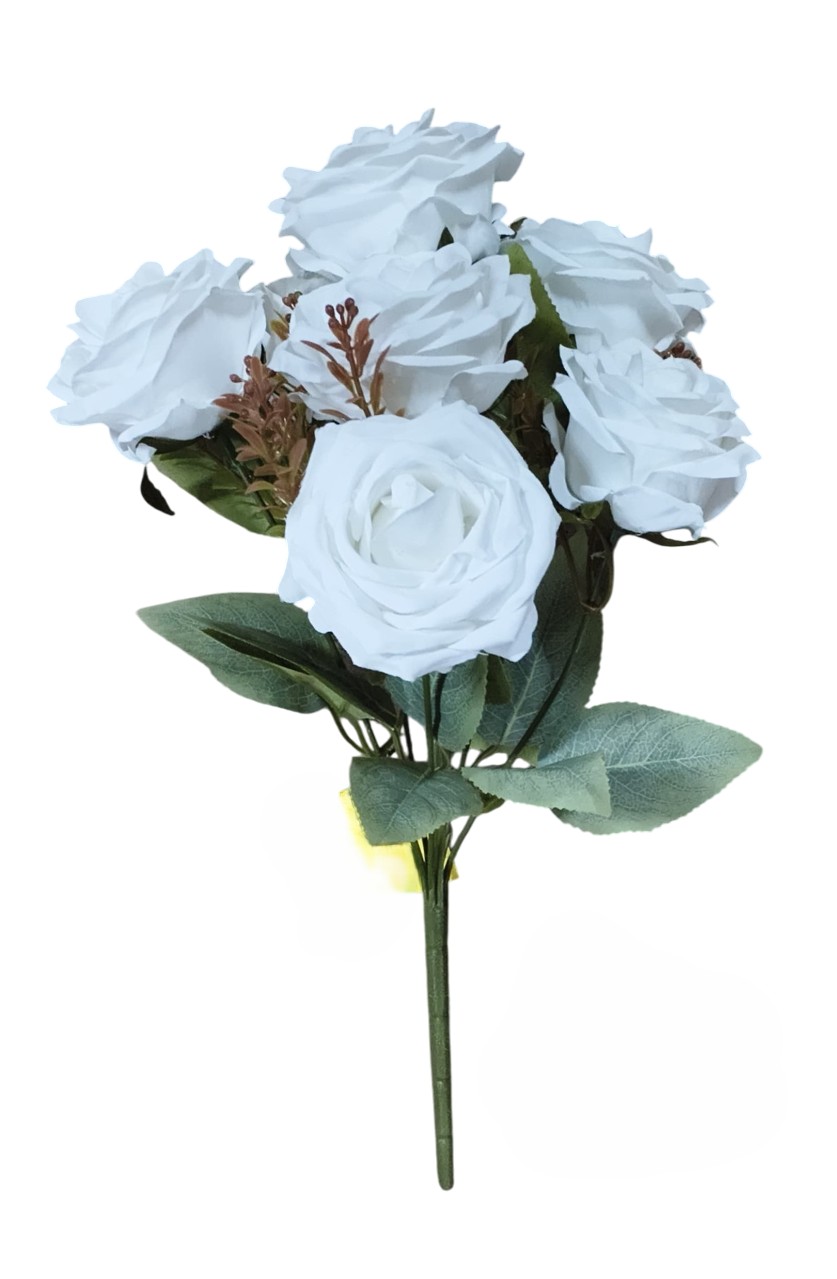 Artificial Rose Flower Bunch (White)