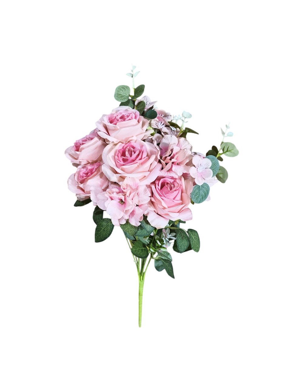 Artificial Rose Flowers Bunch (Pink)