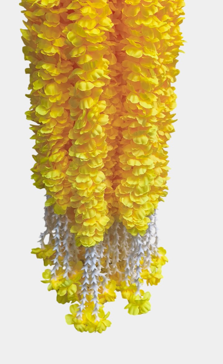 Artificial Yellow Garland Flower Wall Hangings (5 Feet 12 Pcs)