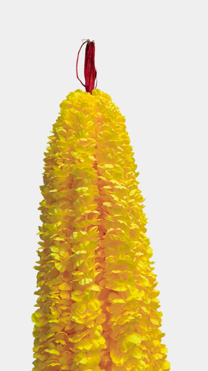 Artificial Yellow Garland Flower Wall Hangings (5 Feet 12 Pcs)