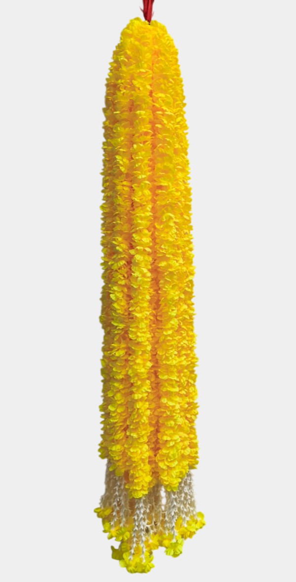 Artificial Yellow Garland Flower Wall Hangings (5 Feet 12 Pcs)