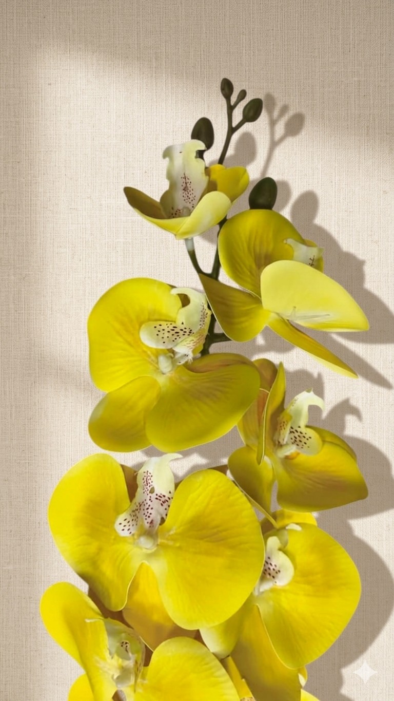 Artificial Yellow Orchid Flower Stick