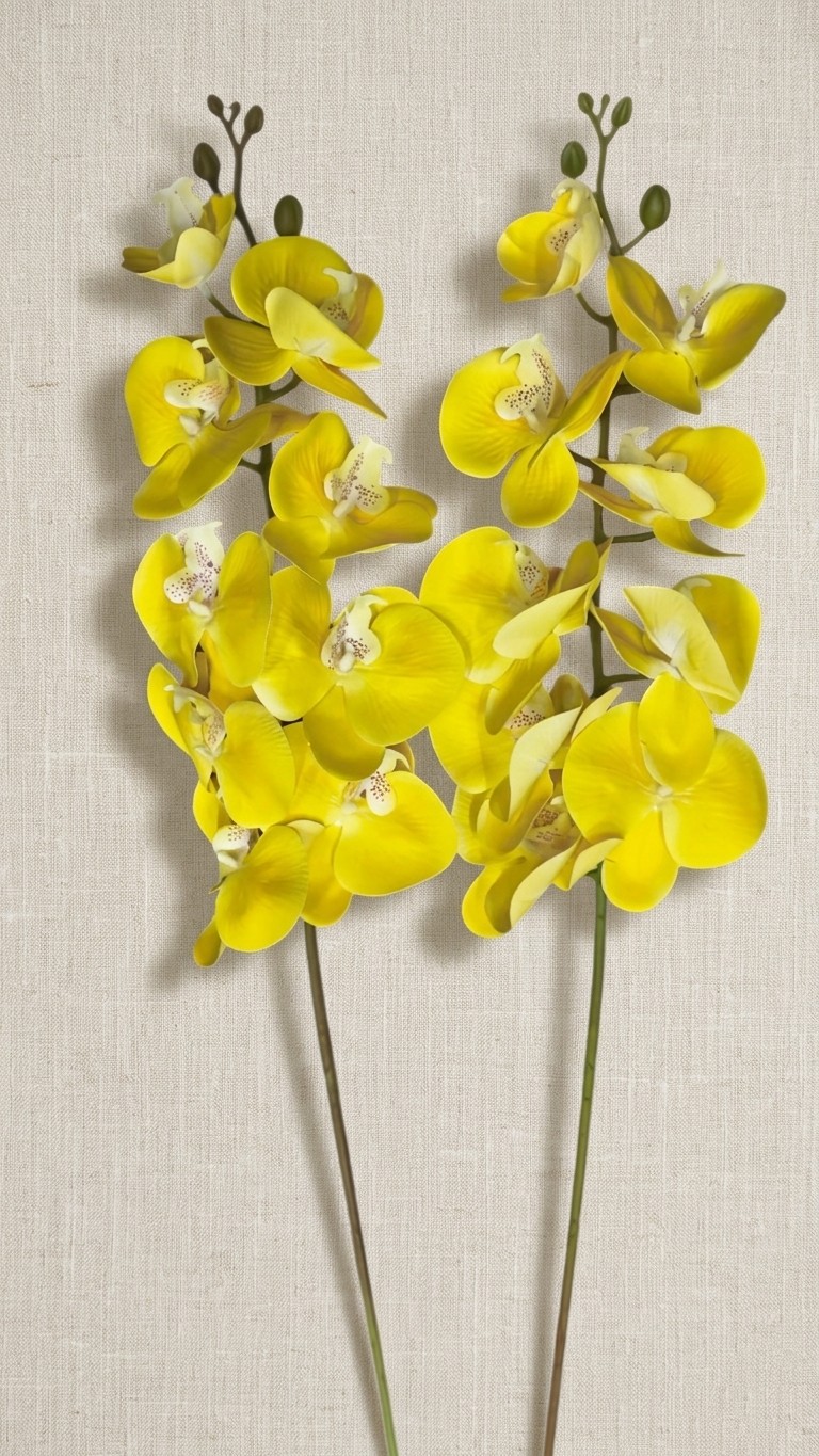 Artificial Yellow Orchid Flower Stick