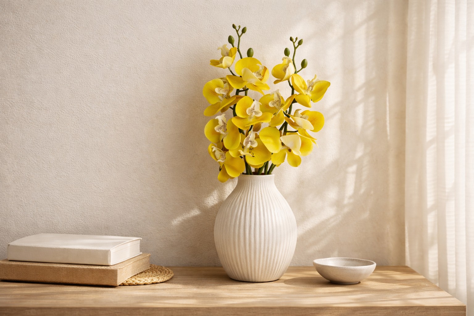 Artificial Yellow Orchid Flower Stick