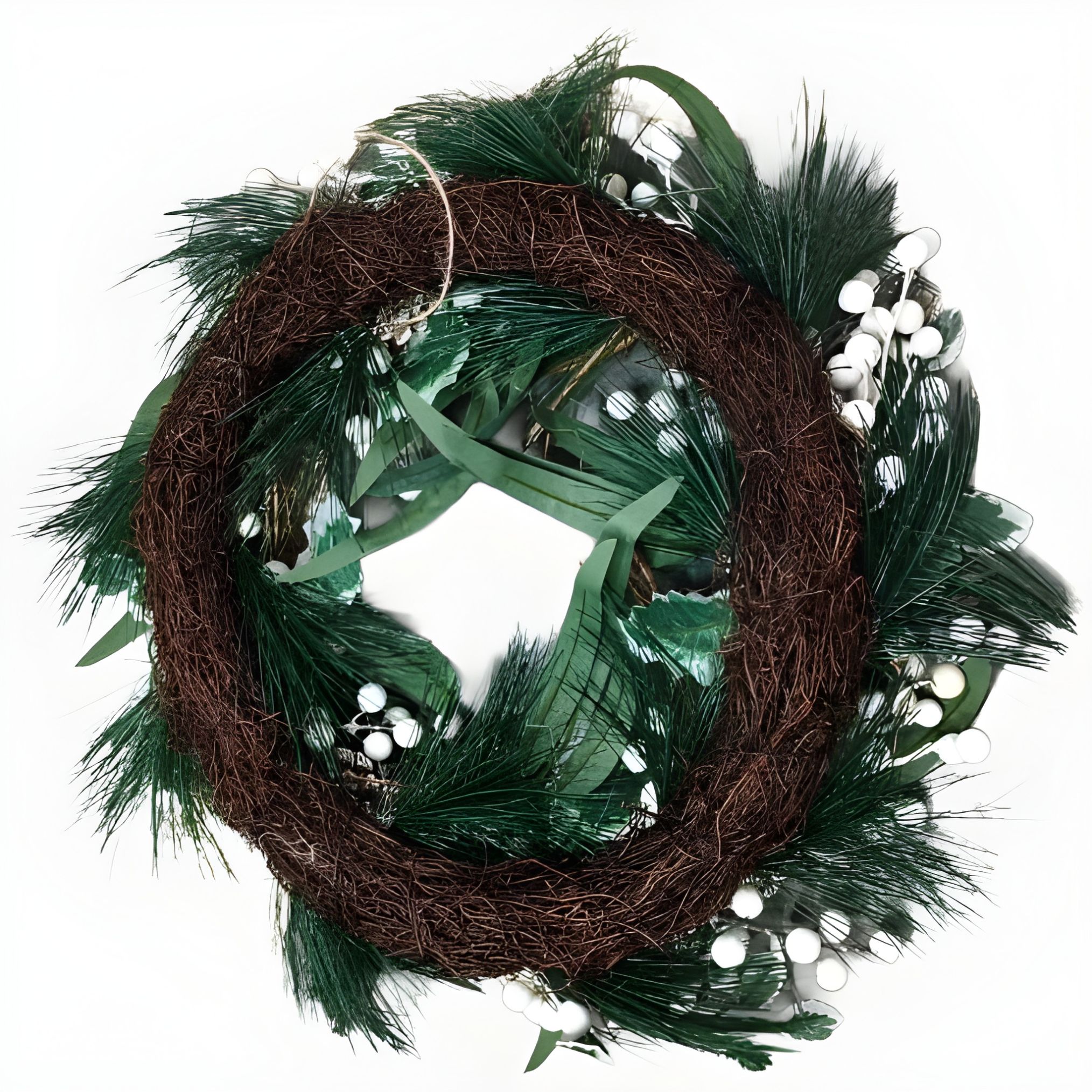Christmas White Cherry Pine Cone Wreath (1 Pc)