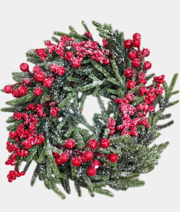 Christmas Wreath with Red Berries (1 Pc)