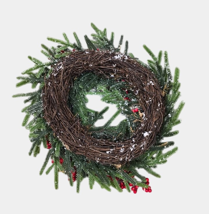 Christmas Wreath with Red Berries (1 Pc)