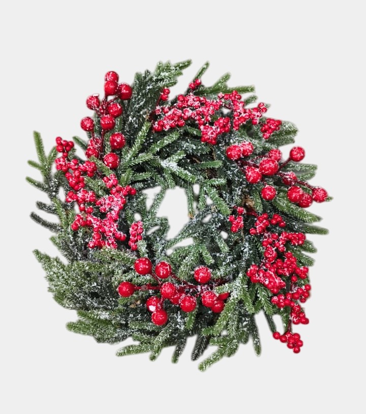Christmas Wreath with Red Berries (1 Pc)