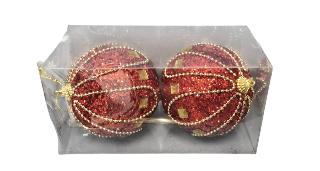 Maroon Glitter Ball Hanging Ornaments (10 CM)