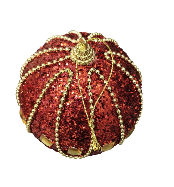 Maroon Glitter Ball Hanging Ornaments (10 CM)