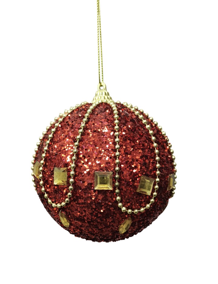 Maroon Glitter Ball Hanging Ornaments (10 CM)