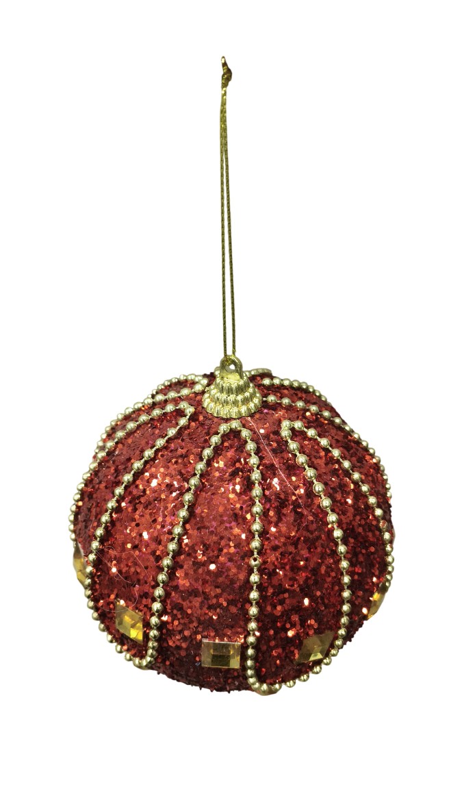 Maroon Glitter Ball Hanging Ornaments (10 CM)