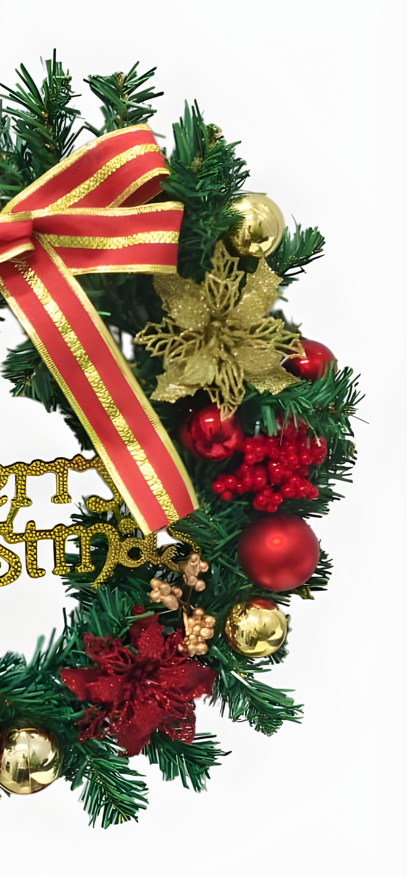 Merry Christmas Wreath with Ribbon (1 Pc)