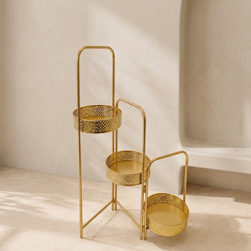 Modern Perforated Iron Planter and Decor Holder