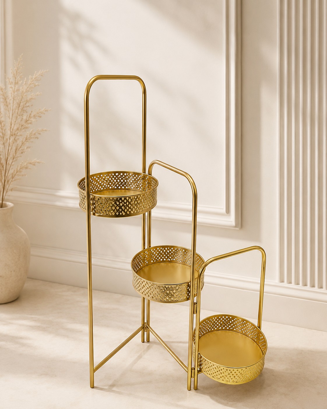 Modern Perforated Iron Planter and Decor Holder