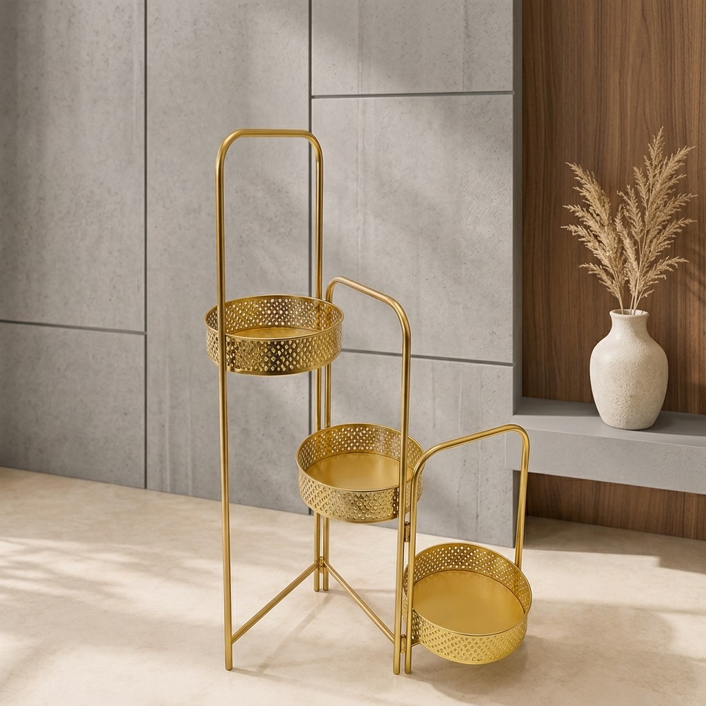 Modern Perforated Iron Planter and Decor Holder