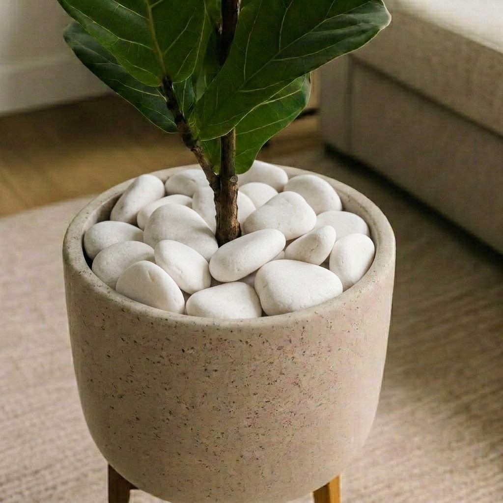 Natural White Decorative Stones for Planters & Decor (10 kg)