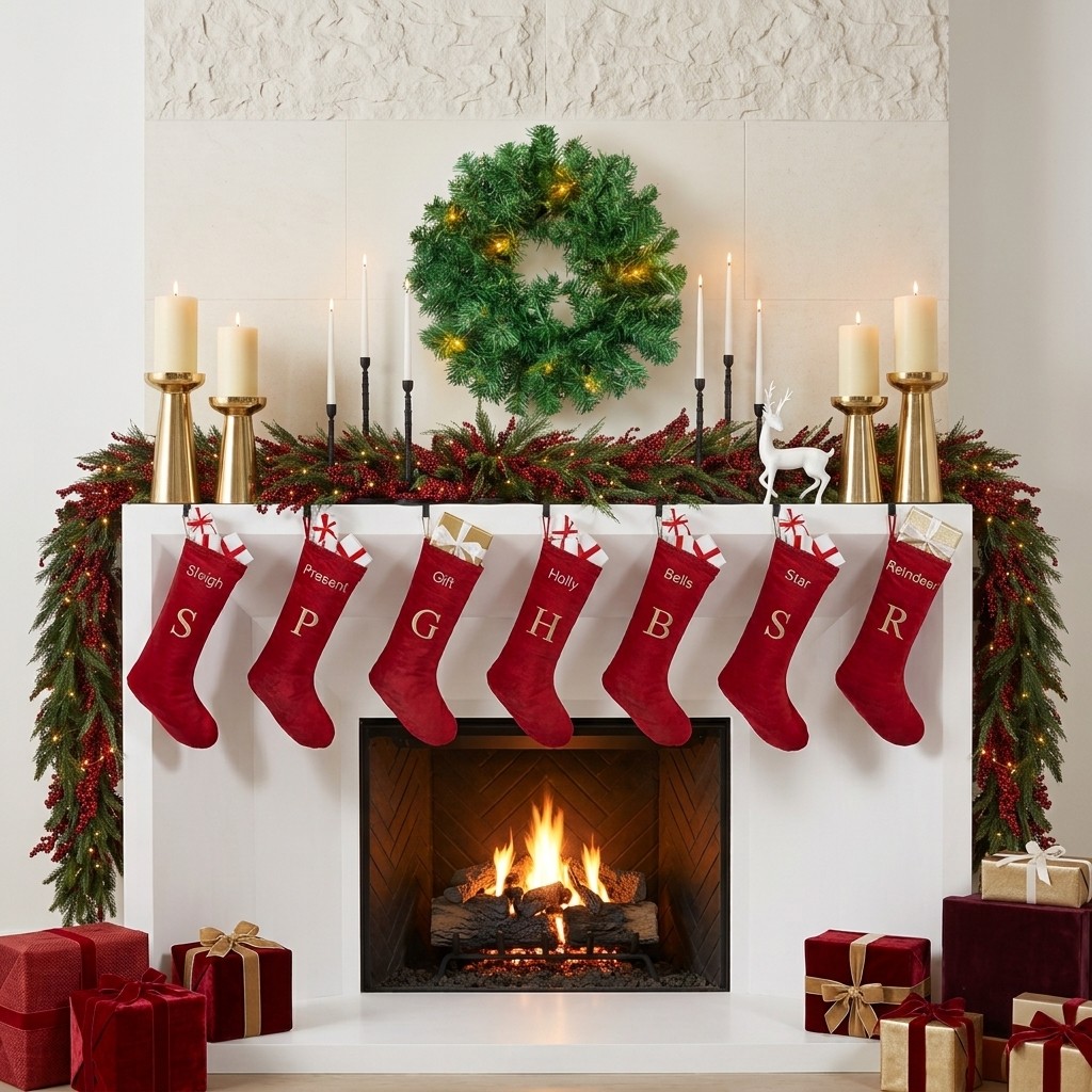 Pre-Lit Artificial Christmas Wreath with Warm LED Lights (35 CM)