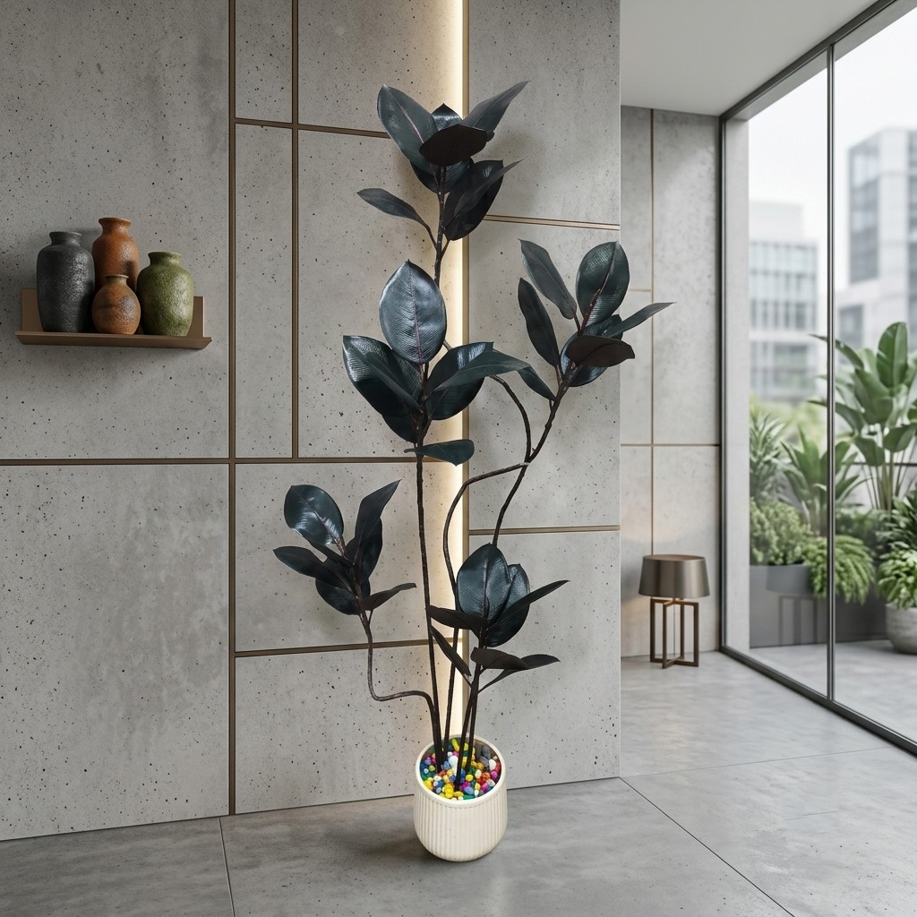 Premium Artificial Dancing Rubber Plant 6ft (Without Pot)