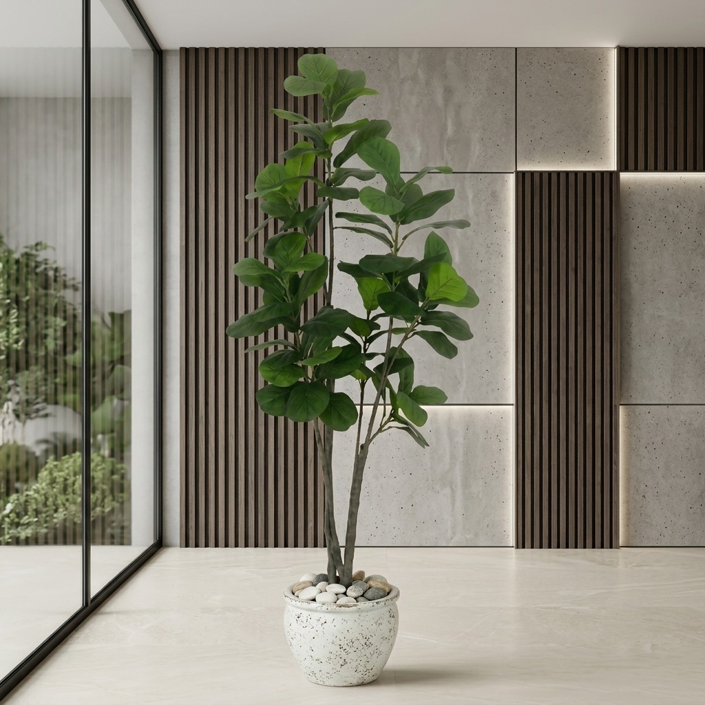 Premium Artificial Fiddle Leaf Fig Tree 6ft (Without Pot)