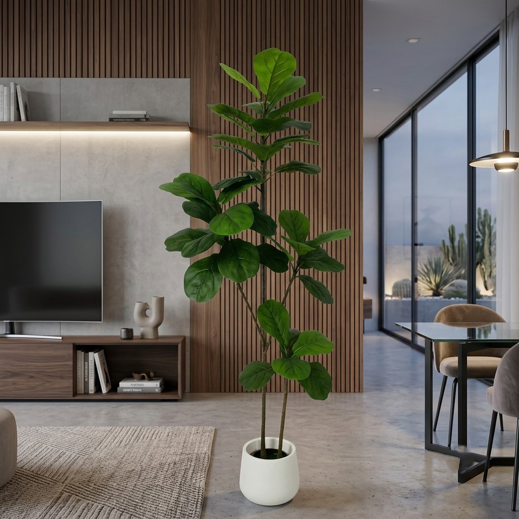 Premium Fiddle Leaf Fig Artificial Plant 4.9ft (Without Pot)