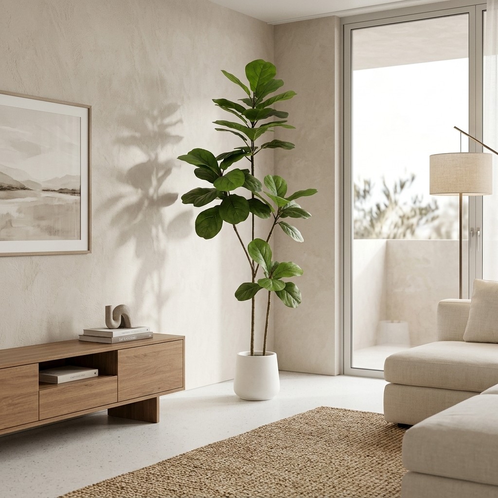 Premium Fiddle Leaf Fig Artificial Plant 4.9ft (Without Pot)